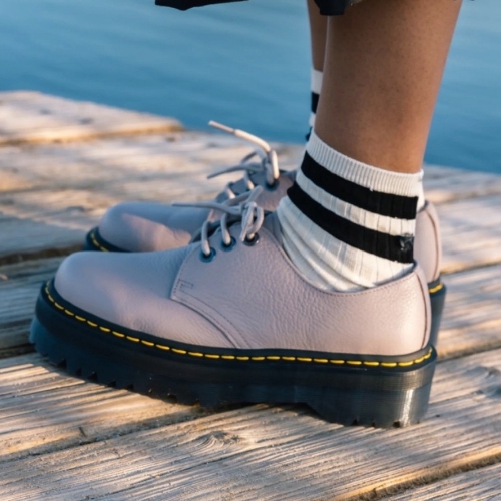 Dr. Martens 1461 II Pisa Leather Platform Lace Up Shoes in Vintage Taupe 38 (8) - Picture 4 of 6